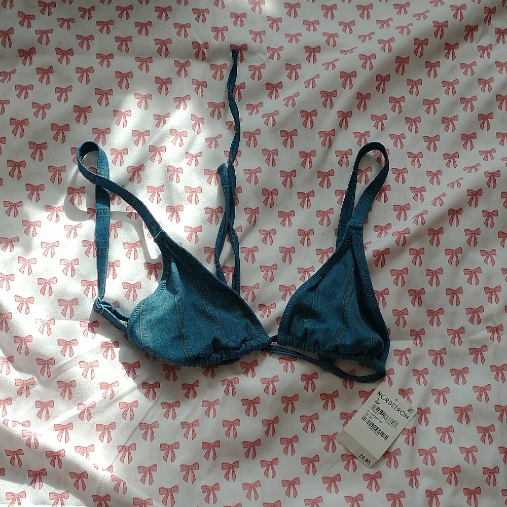 Blue Denim Triangle Bralette